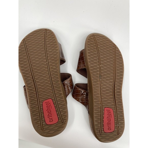Orthaheel Holly Woman's Brown Patent Embossed Sandal Size‎ 10 - Picture 3 of 6